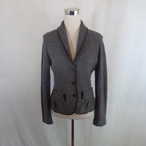Tubino Made In Italy Wool Sweater Jacket Brown Striped Sz S